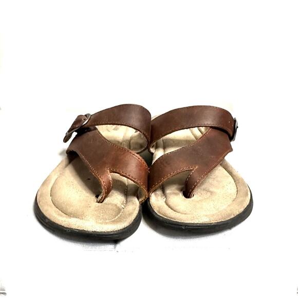 Eastland Tahati II Leather Slip On Open Toe Sandals Brown Womens 11 - Picture 3 of 10